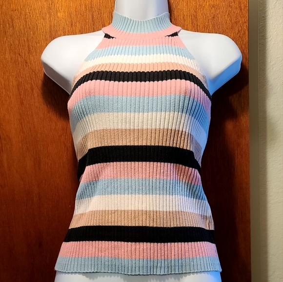 Beautiful American Attitude sleeveless stripped 100% cotton sweater top sz S - Picture 4 of 5